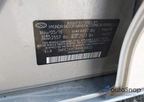 2017 Hyundai Sonata из США, поврежденный, VIN 5NPE24AF9HH438833